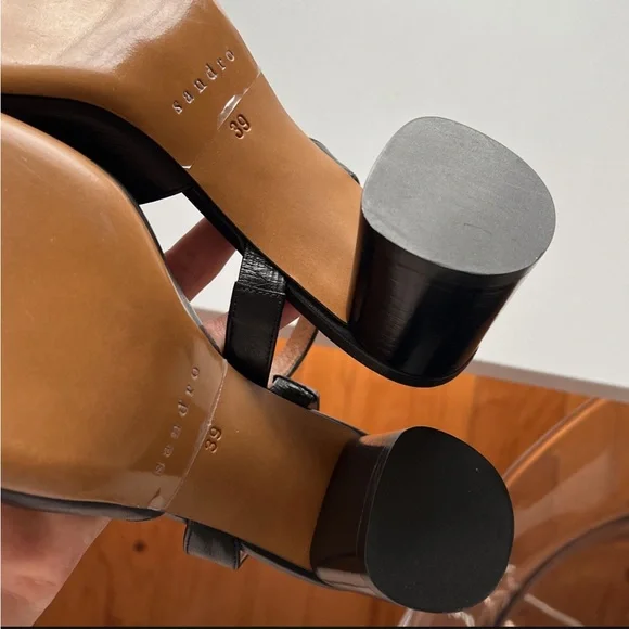 SANDRO PARIS NEW/ Black Slingback w/gold accent - Picture 5 of 6